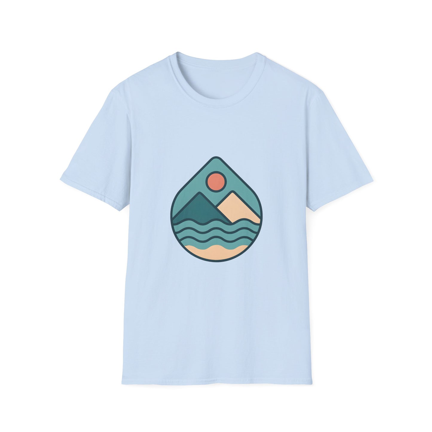 Geometric Waves & Mountains Emblem Tee
