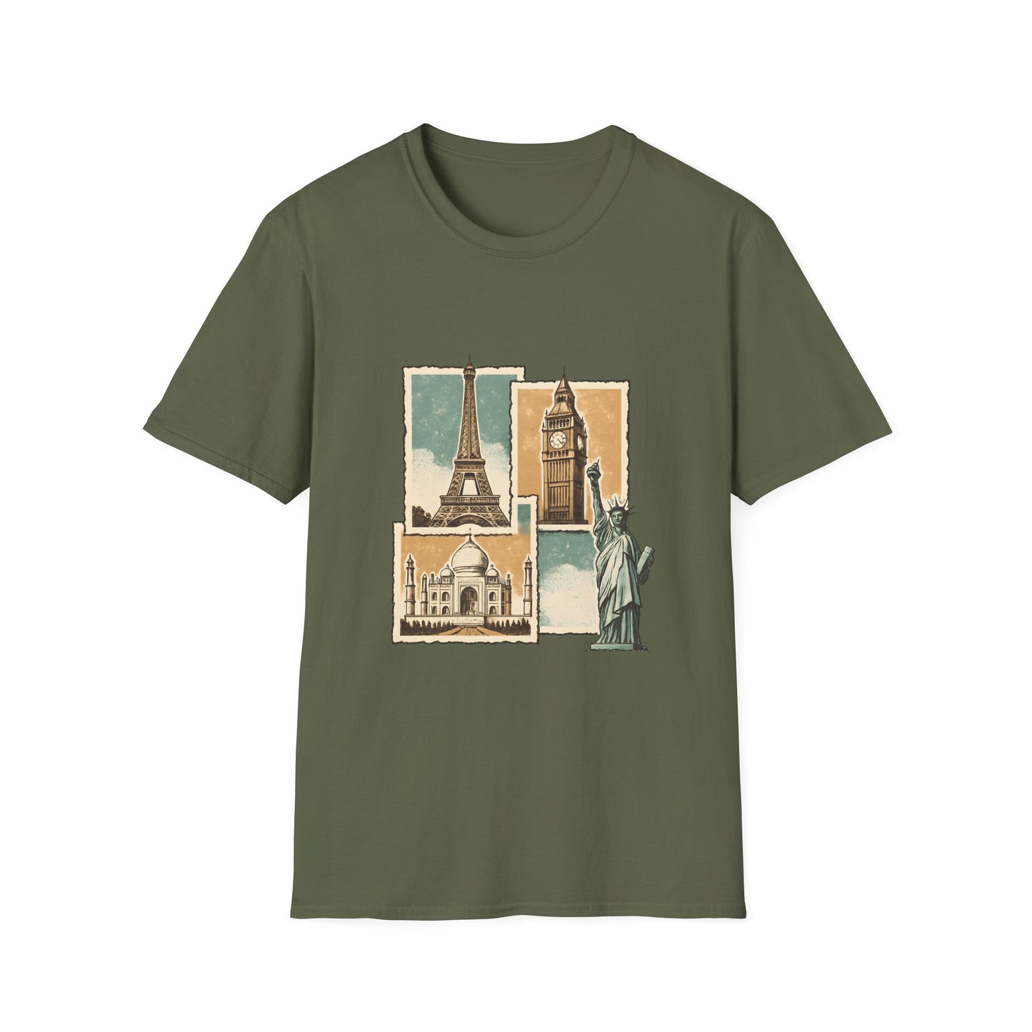 Vintage Postcard Landmarks Collage - Tee
