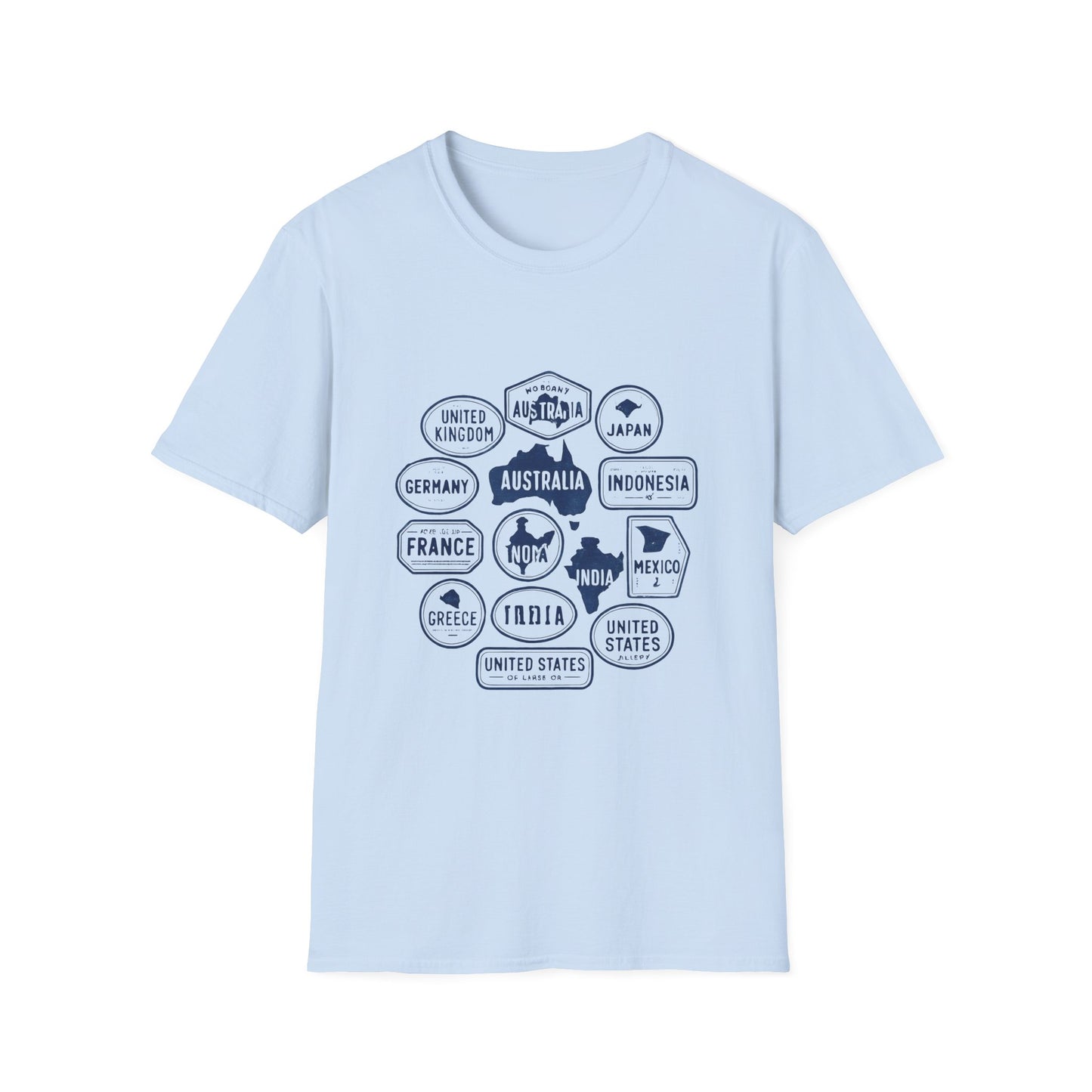 Vintage Passport Stamp Circle - Global Travel Vibes - Tee