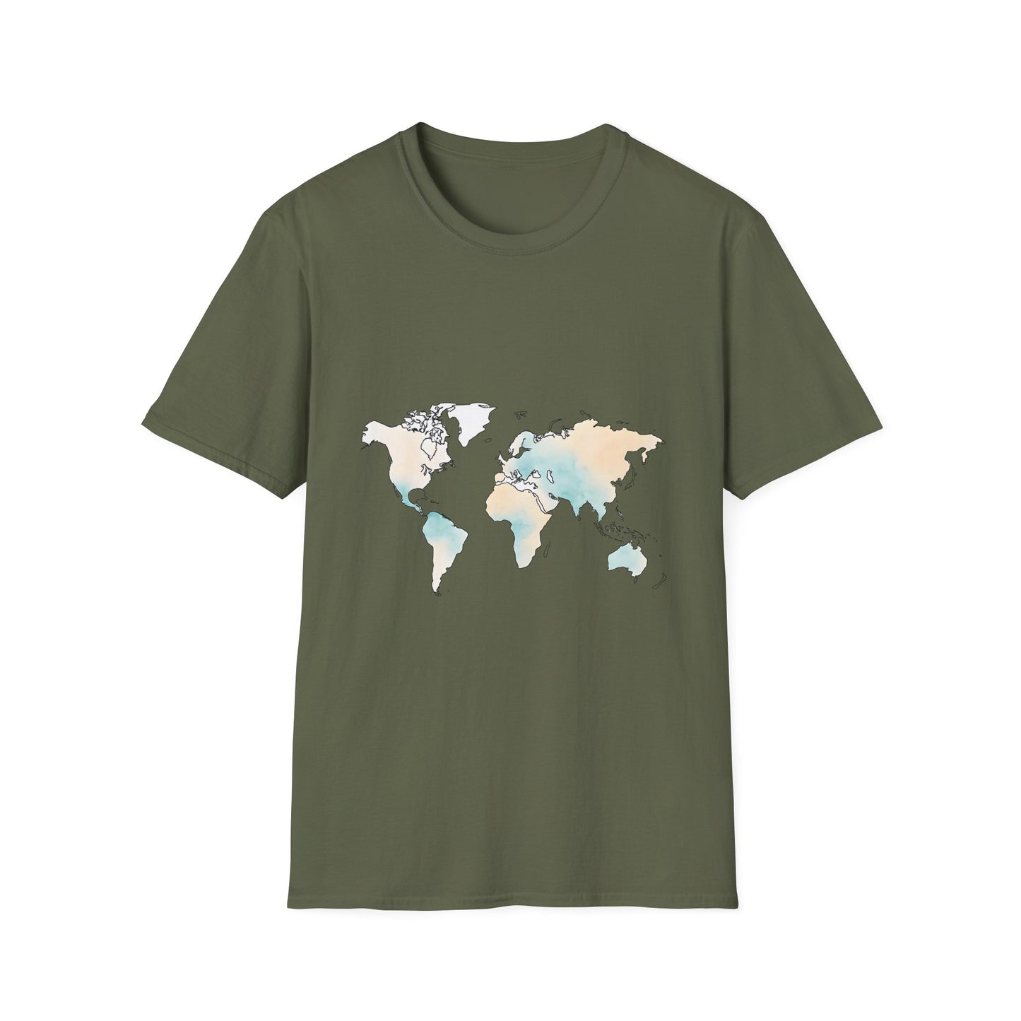 Minimalist Watercolor World Map Tee