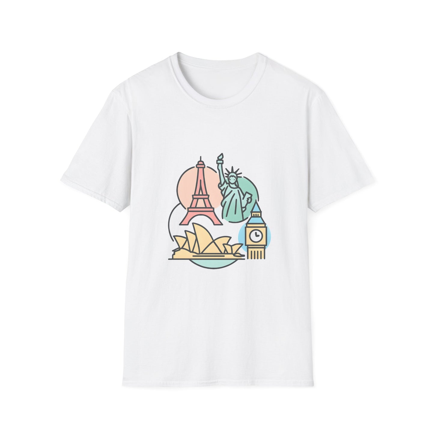 Pastel World Icons Circle T-Shirt Design - Tee