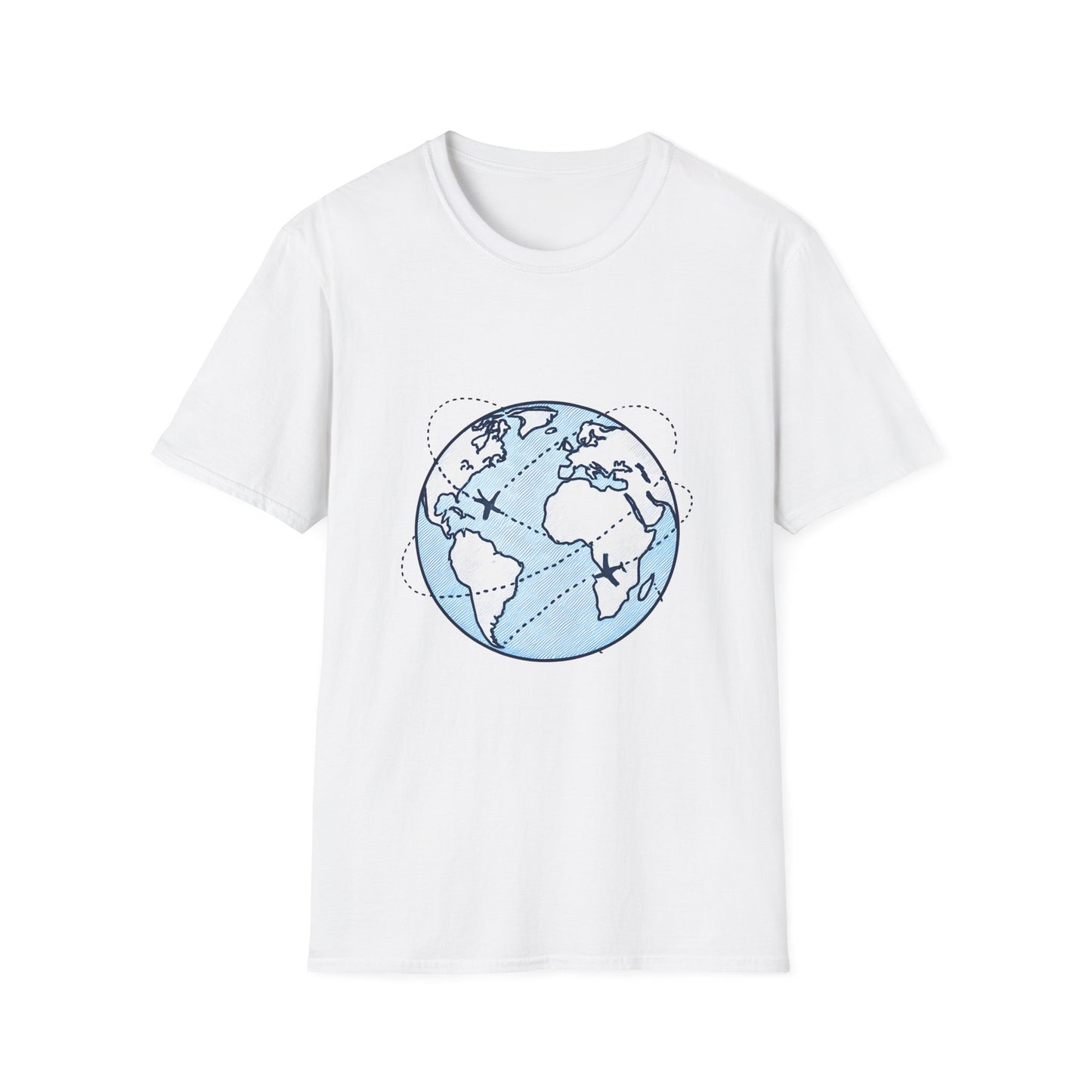 Global Flight Paths_ Minimalist Globe & Airplanes - Tee