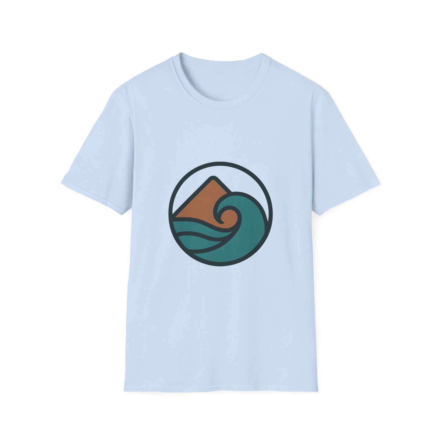 Geometric Wave & Mountain Adventure Badge Tee