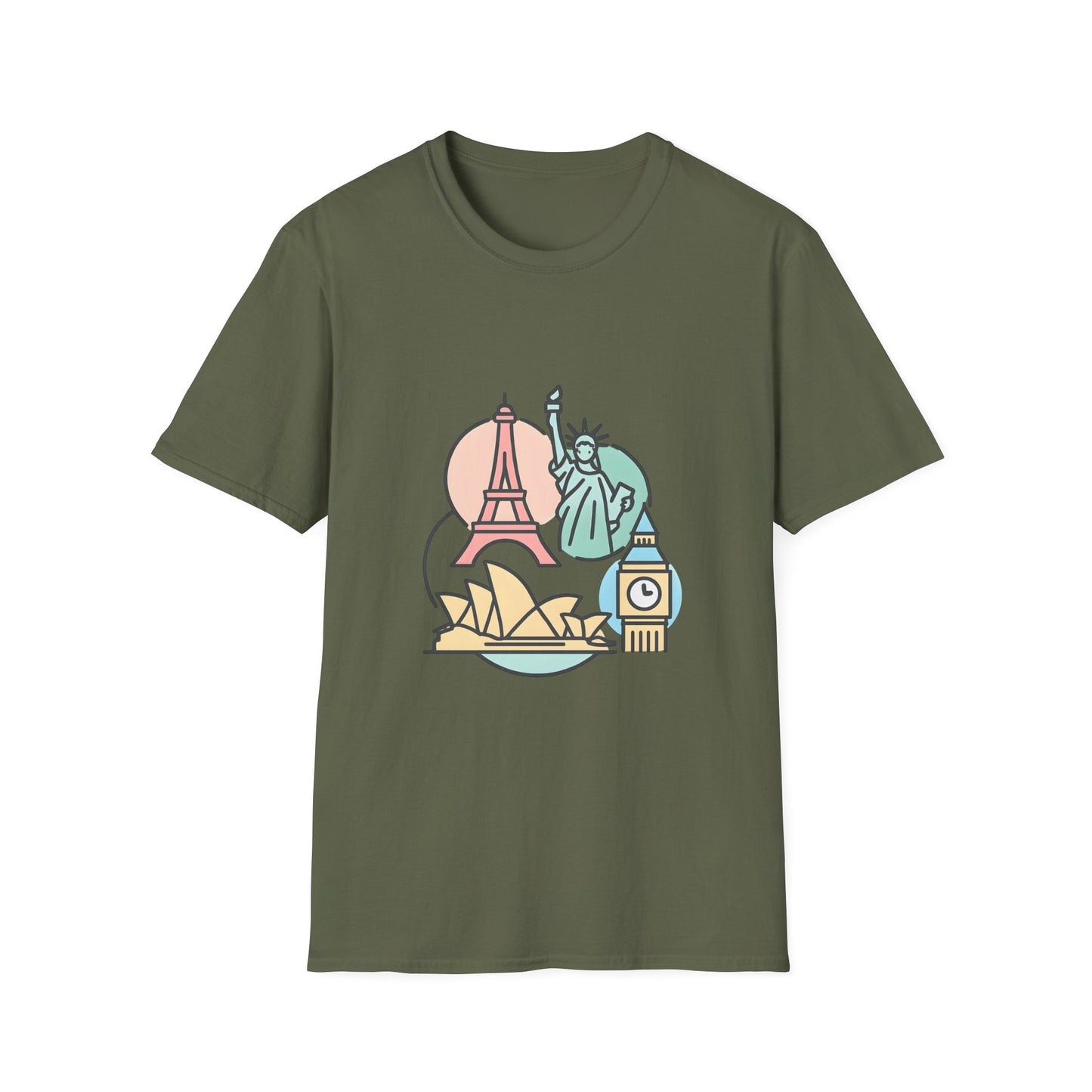 Pastel World Icons Circle T-Shirt Design - Tee