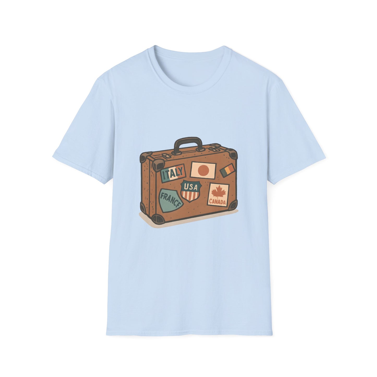 Vintage Travel Suitcase with Classic Country Stickers - Tee