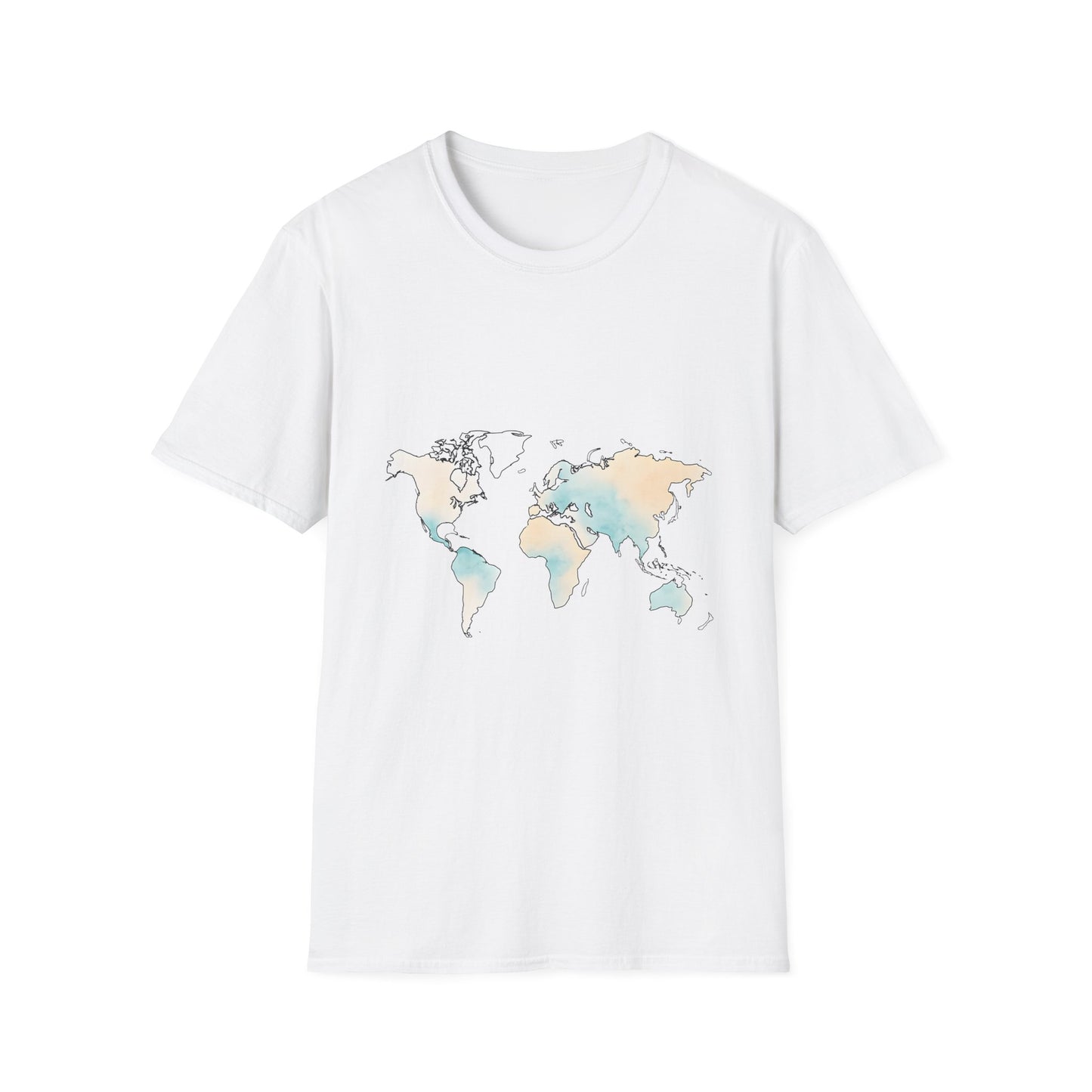 Minimalist Watercolor World Map Tee