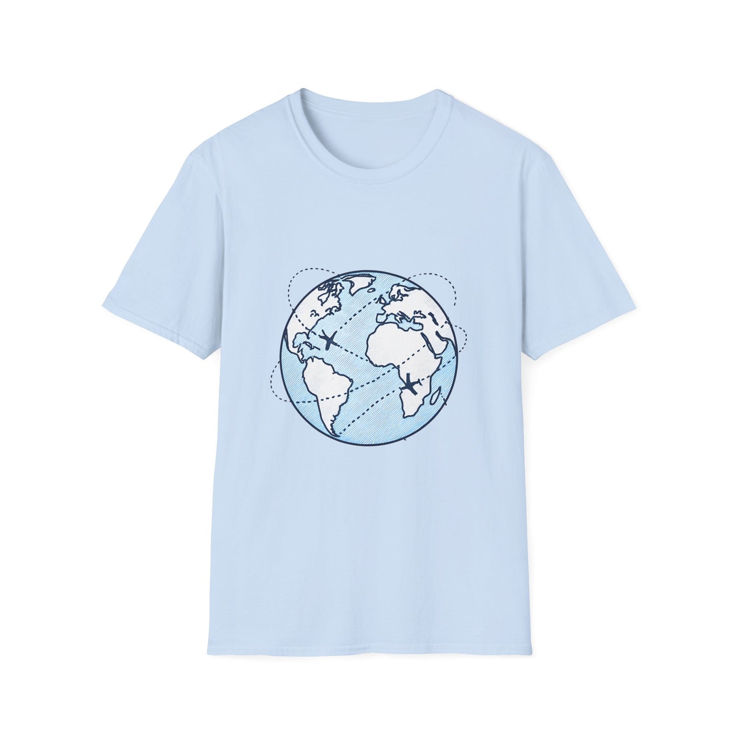 Global Flight Paths_ Minimalist Globe & Airplanes - Tee