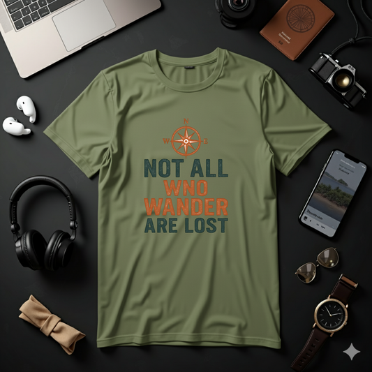 Vintage Compass Quote Tee in Earthy Tones - Tee