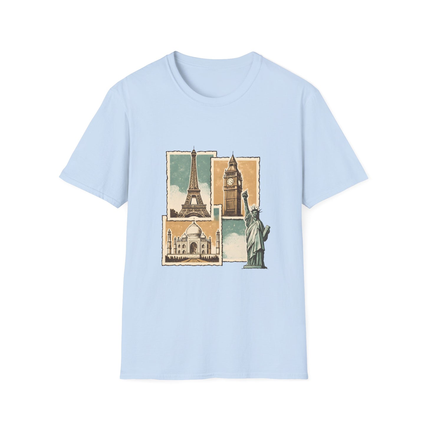 Vintage Postcard Landmarks Collage - Tee