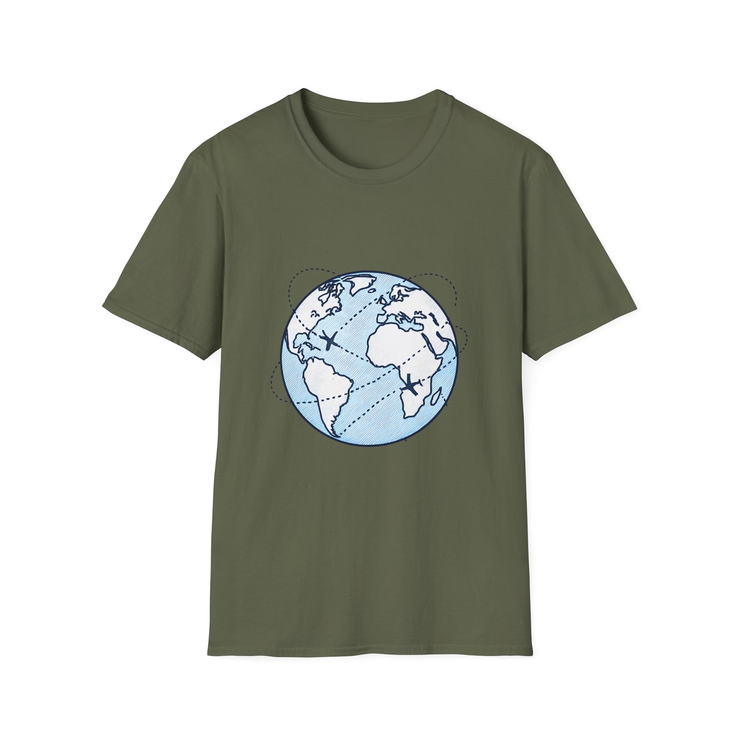 Global Flight Paths_ Minimalist Globe & Airplanes - Tee