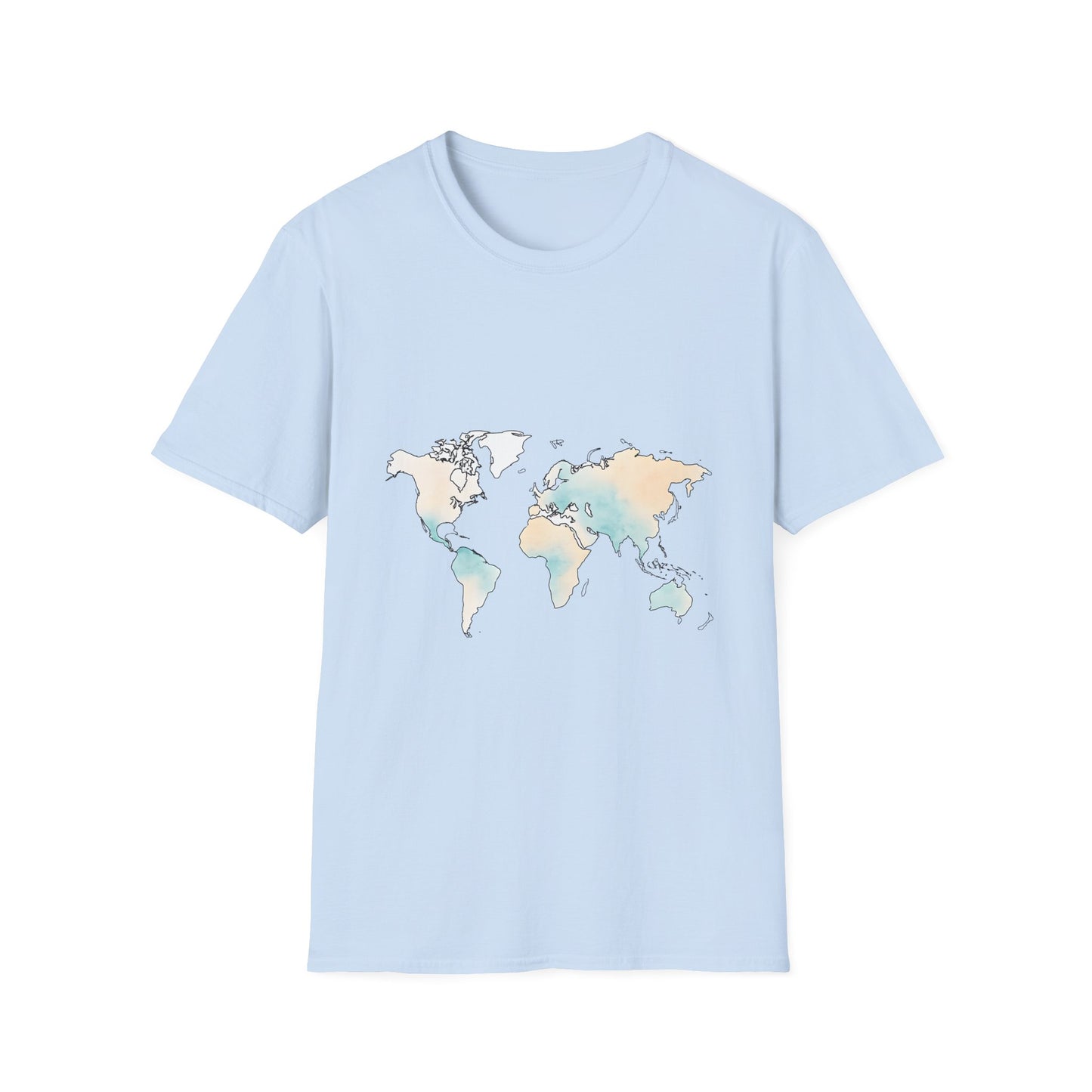 Minimalist Watercolor World Map Tee