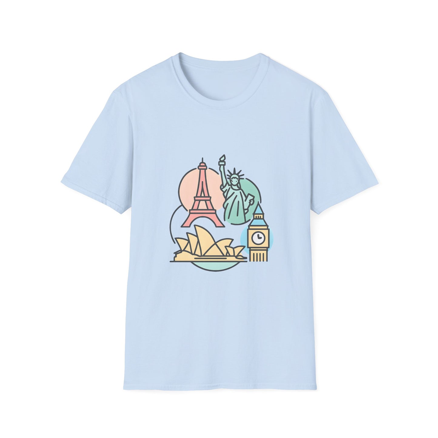 Pastel World Icons Circle T-Shirt Design - Tee