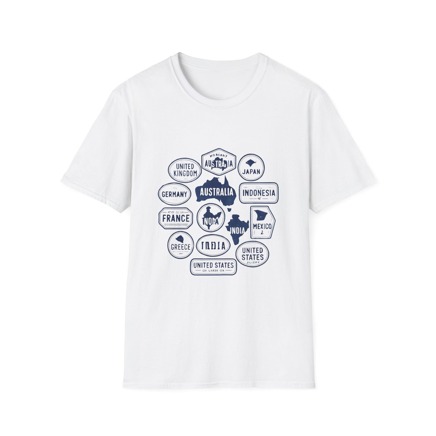 Vintage Passport Stamp Circle - Global Travel Vibes - Tee