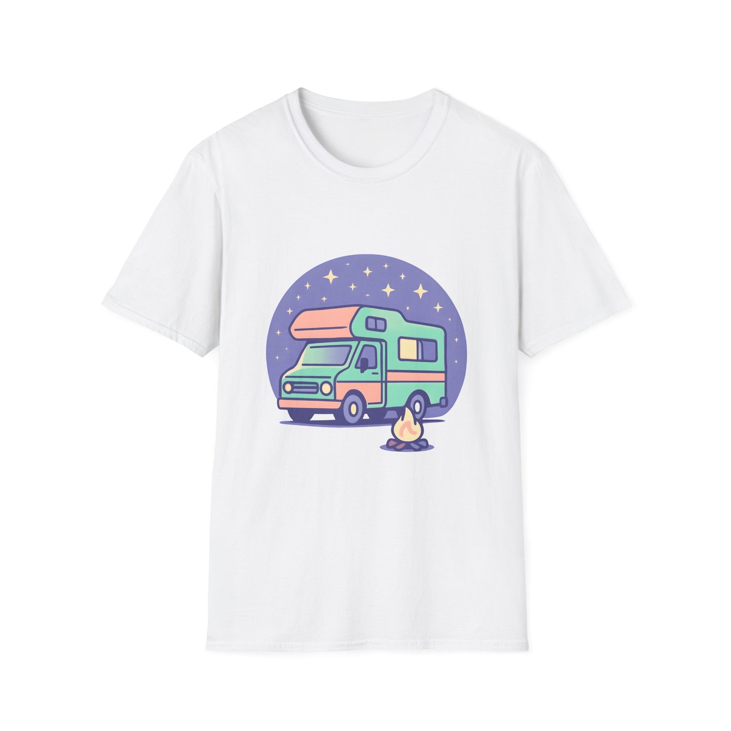 Vintage Camper Van Under Starry Night Sky - Tee