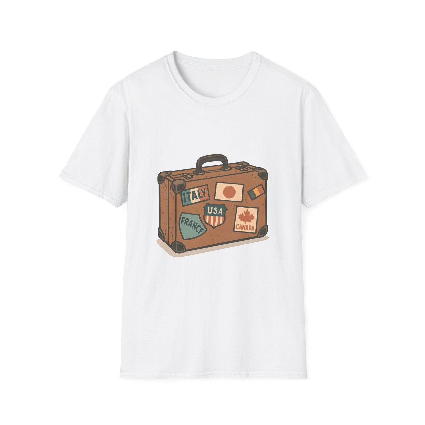 Vintage Travel Suitcase with Classic Country Stickers - Tee