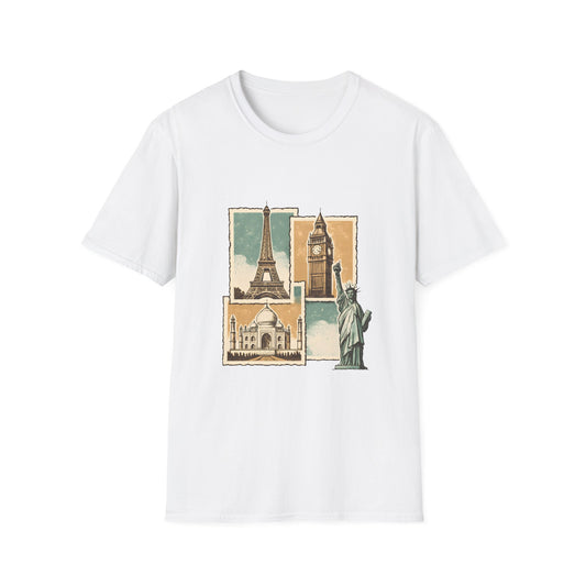 Vintage Postcard Landmarks Collage - Tee