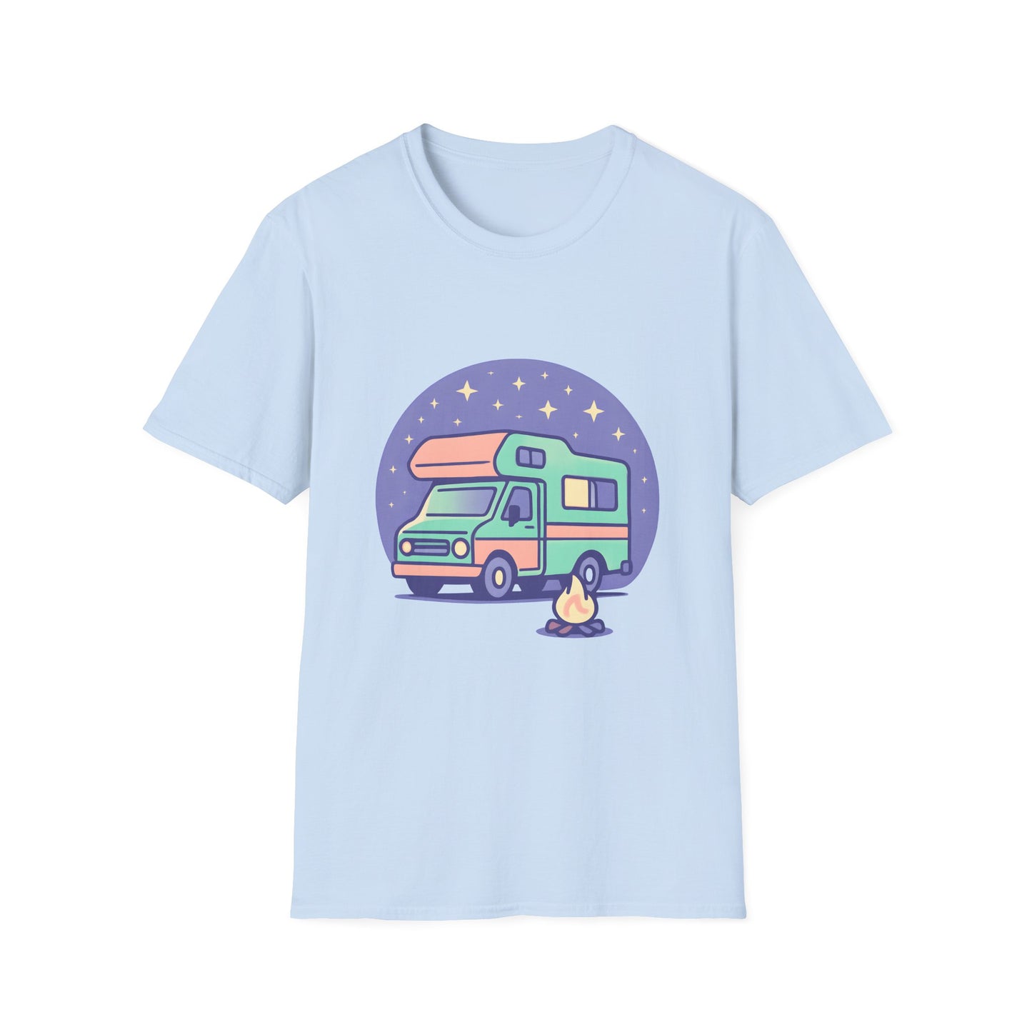 Vintage Camper Van Under Starry Night Sky - Tee
