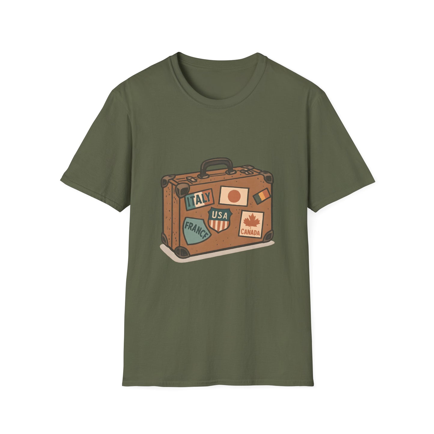 Vintage Travel Suitcase with Classic Country Stickers - Tee