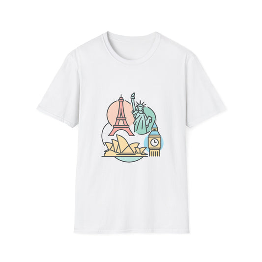 Pastel World Icons Circle T-Shirt Design - Tee