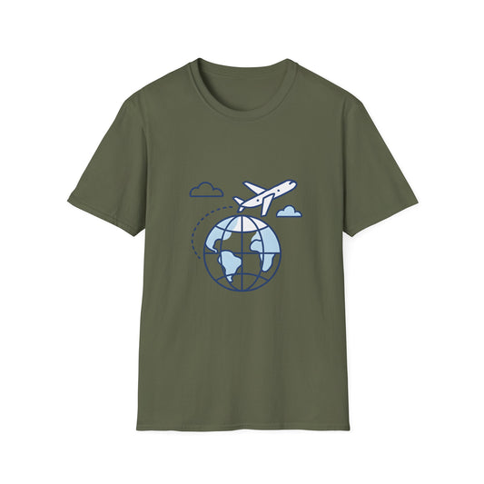 Minimalist Globe & Airplane with Travel Path - Tee