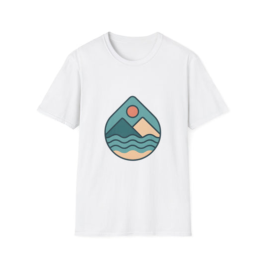 Geometric Waves & Mountains Emblem Tee