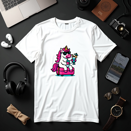 Cool Unicorn Vacation Vibes with Tropical Cocktail