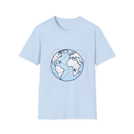 Global Flight Paths_ Minimalist Globe & Airplanes - Tee