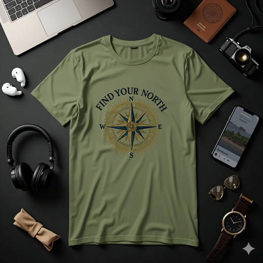 Vintage Nautical Compass with 'Find Your North' - Tee