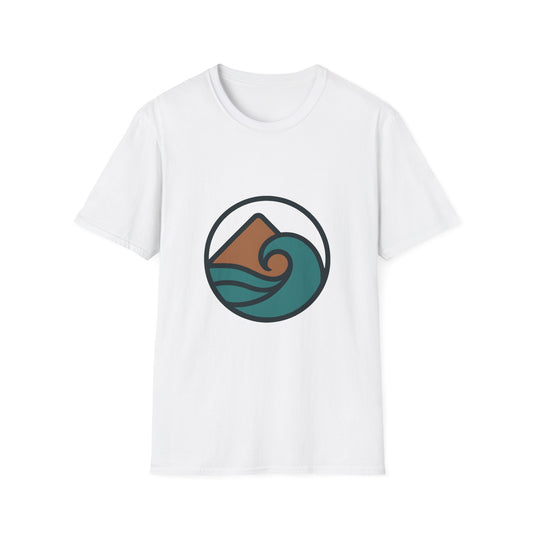 Geometric Wave & Mountain Adventure Badge Tee