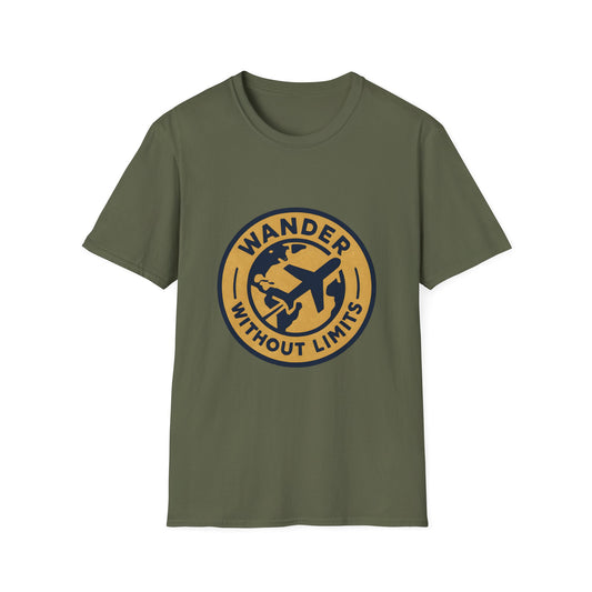 Vintage Wanderlust Badge with Airplane & Globe - Tee