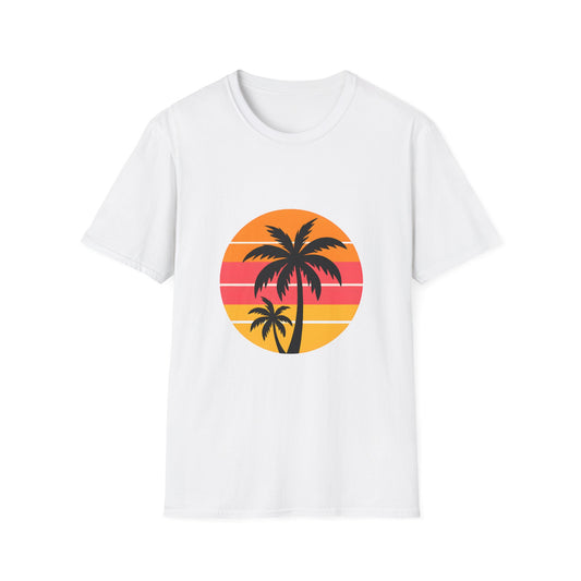 Retro Sunset Palm Silhouettes Tee - Tee