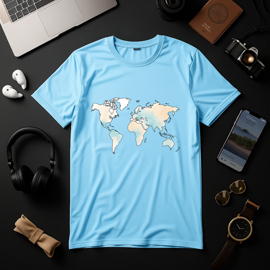 Minimalist Watercolor World Map Tee