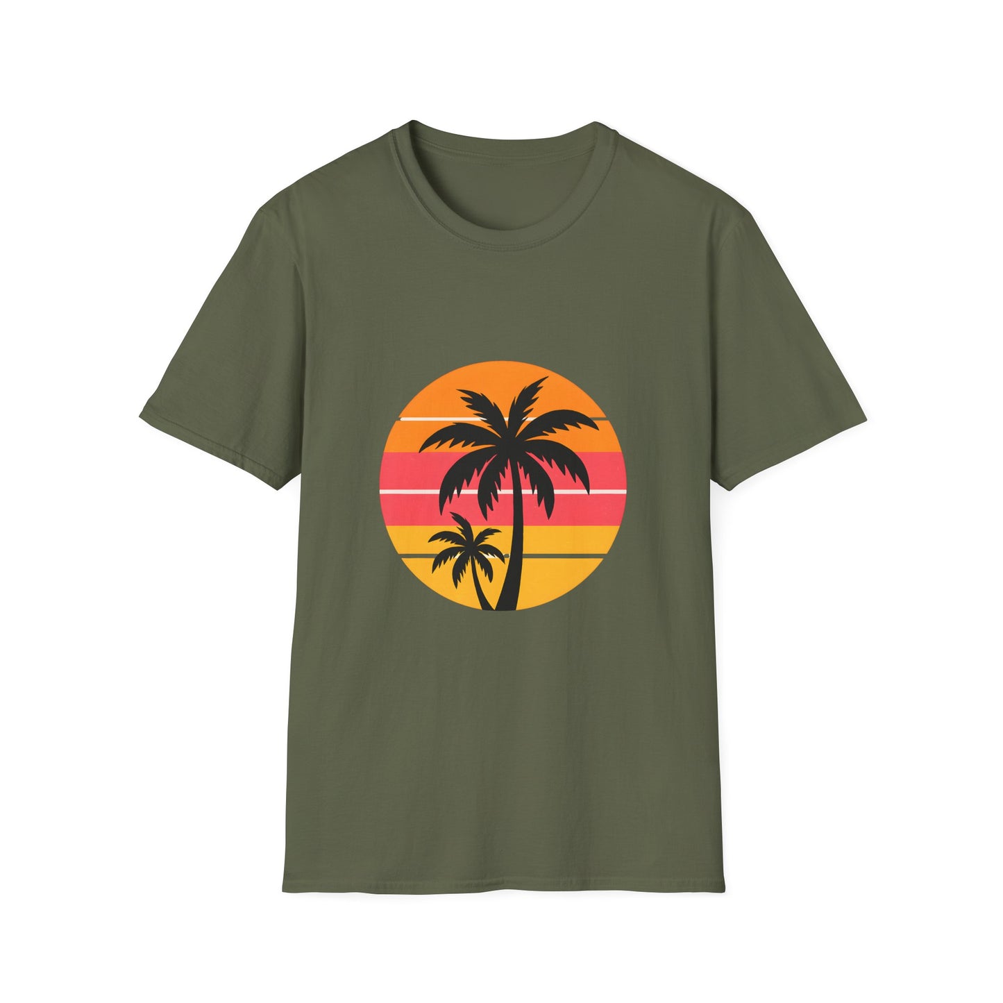Retro Sunset Palm Silhouettes Tee - Tee