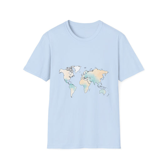 Minimalist Watercolor World Map Tee