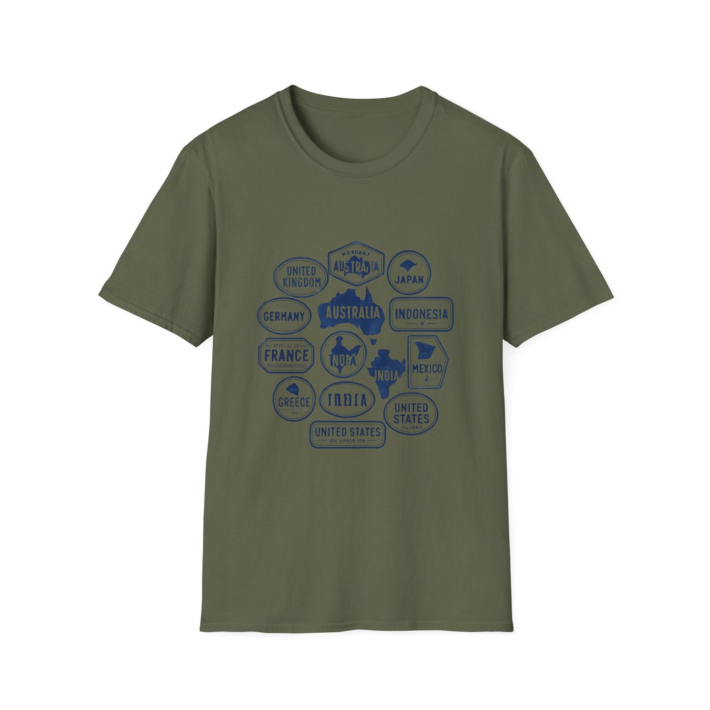 Vintage Passport Stamp Circle - Global Travel Vibes - Tee