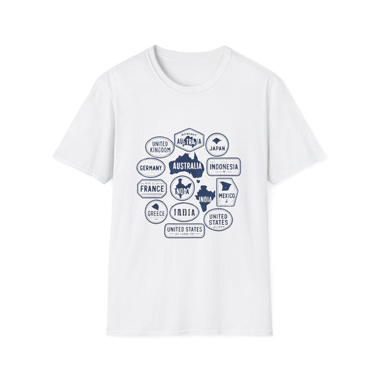 Vintage Passport Stamp Circle - Global Travel Vibes - Tee